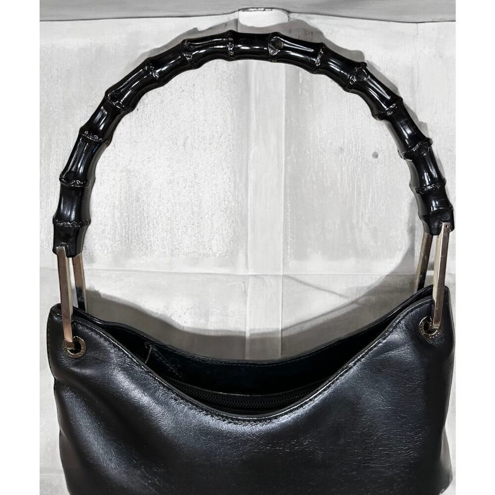 Vintage GUCCI 000 – 3007 Bamboo Top Handle Leather Shoulder Bag - Picture 6 of 14